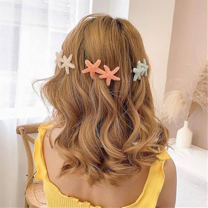Acrylic Starfish Hairclip Hair Barrettes Pins For Women Girl Kid Duckbill Hair Clip Grips Accessories,2 pcs, Multicolour - Image 3